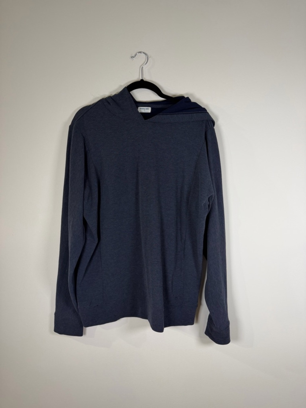 Tommy John Navy Waffle-Knit Hooded Top